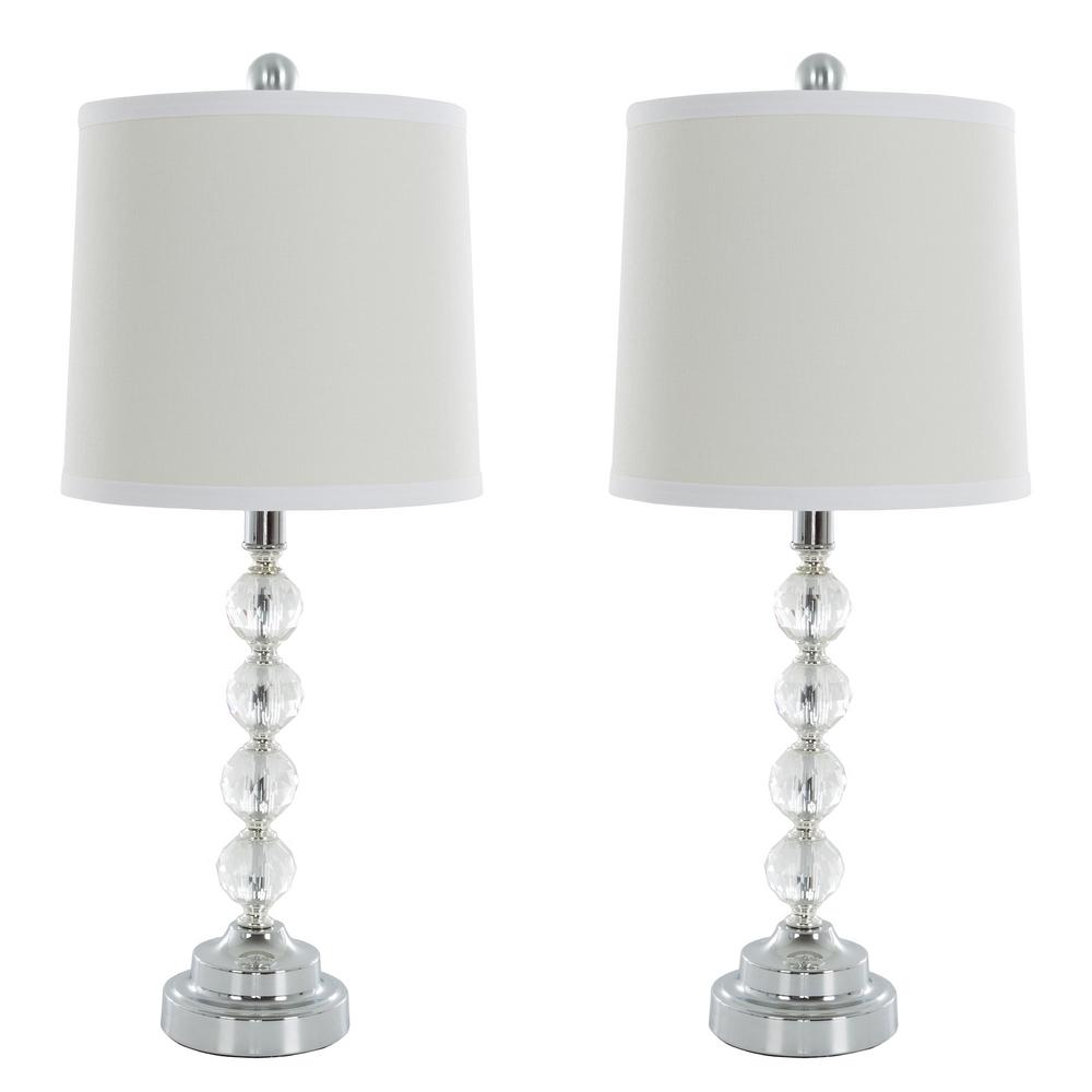 Lavish Home 23 In Faceted Crystal Ball Lamp Set 2 Piece