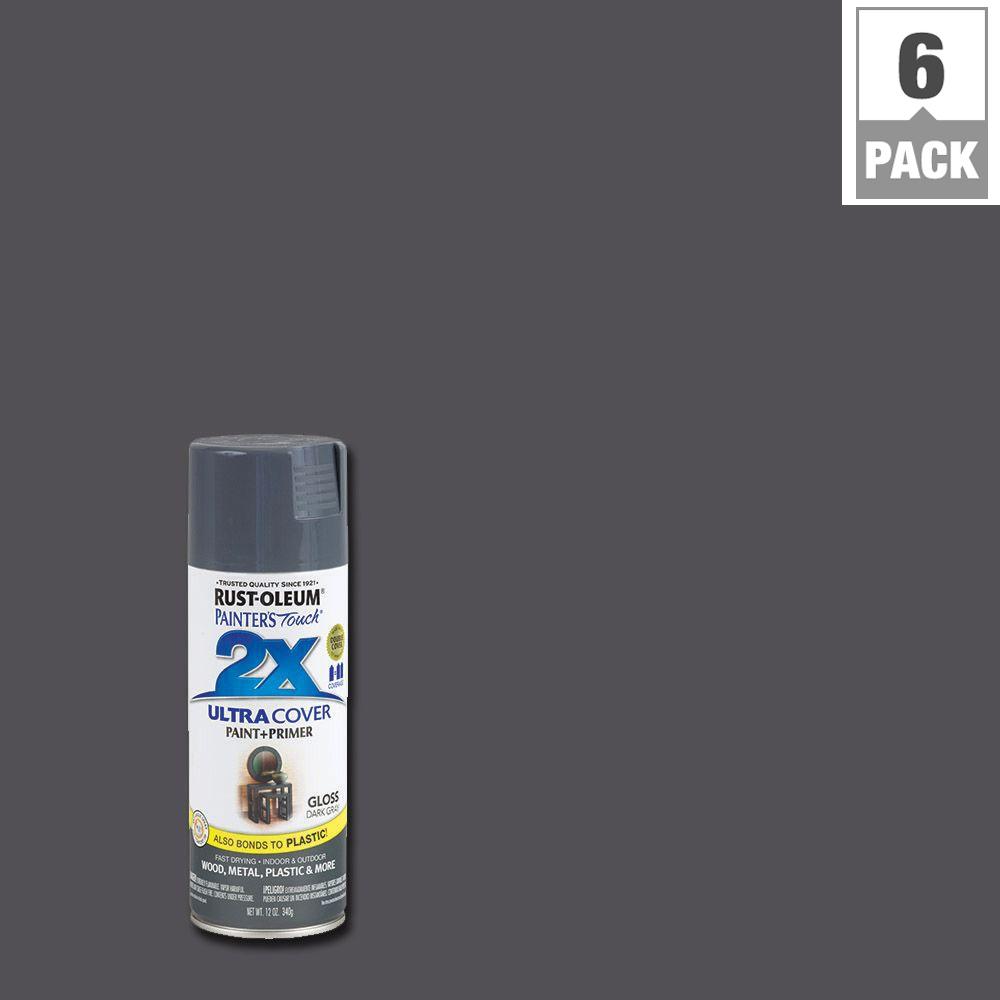 Rust Oleum Painter S Touch 2X 12 Oz Dark Gray Gloss General Purpose   Dark Gray Rust Oleum Painter S Touch 2x General Purpose Spray Paint 249115 64 300 