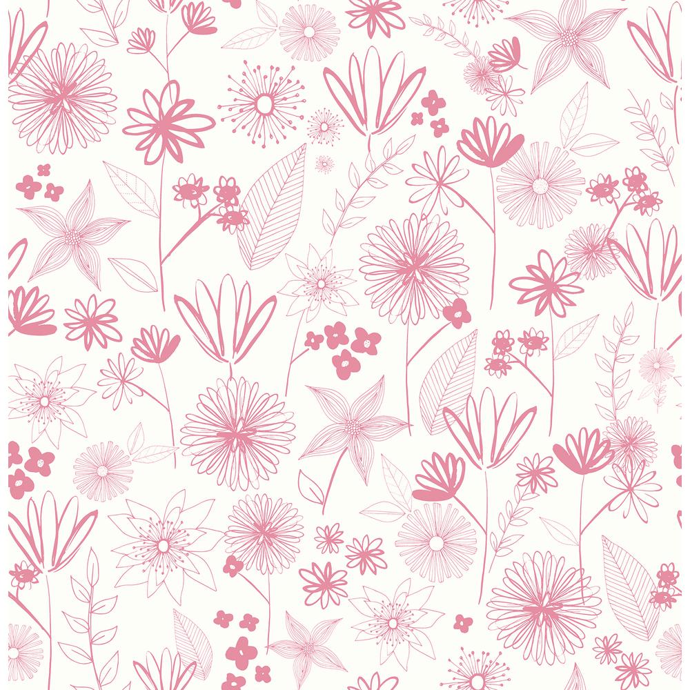 Brewster 56.4 sq. ft. Mariska Pink Meadow Wallpaper HN002647 - The Home ...