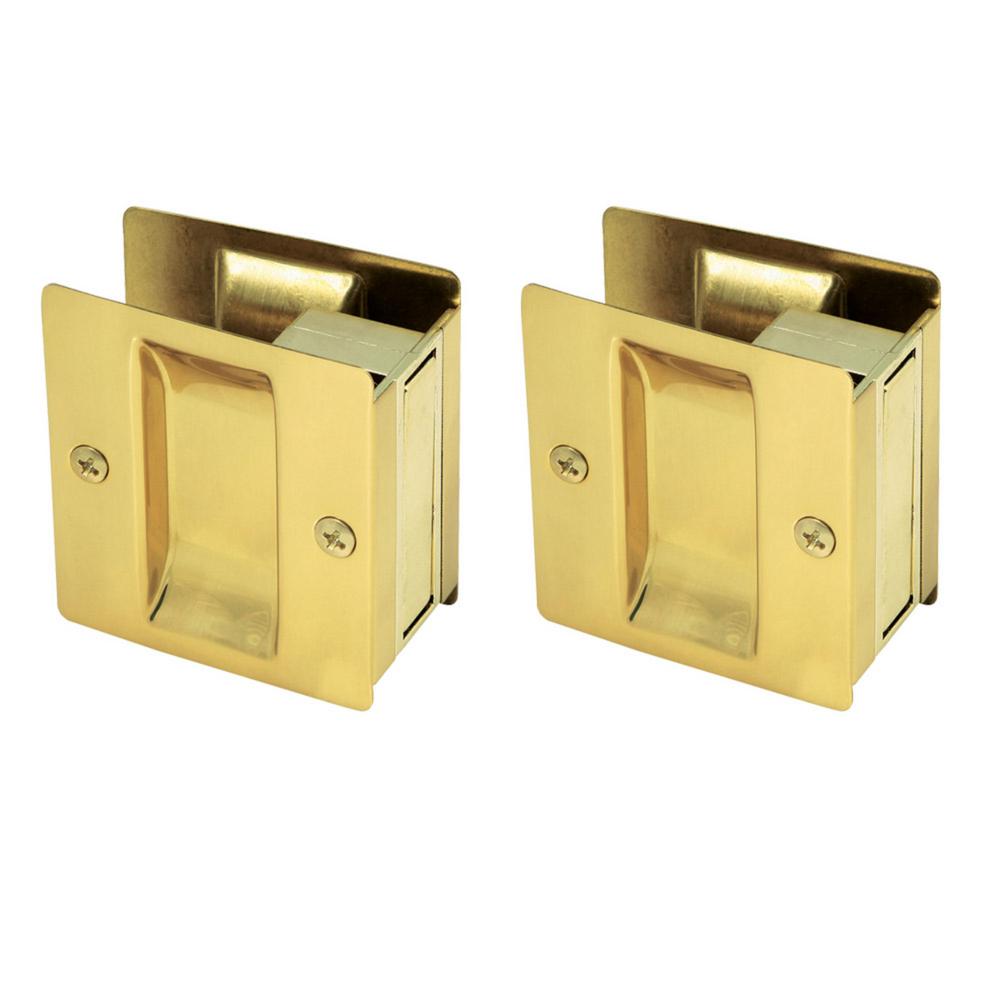 Design House Polished Brass Pocket Door Passage Hardware (2 per Pack