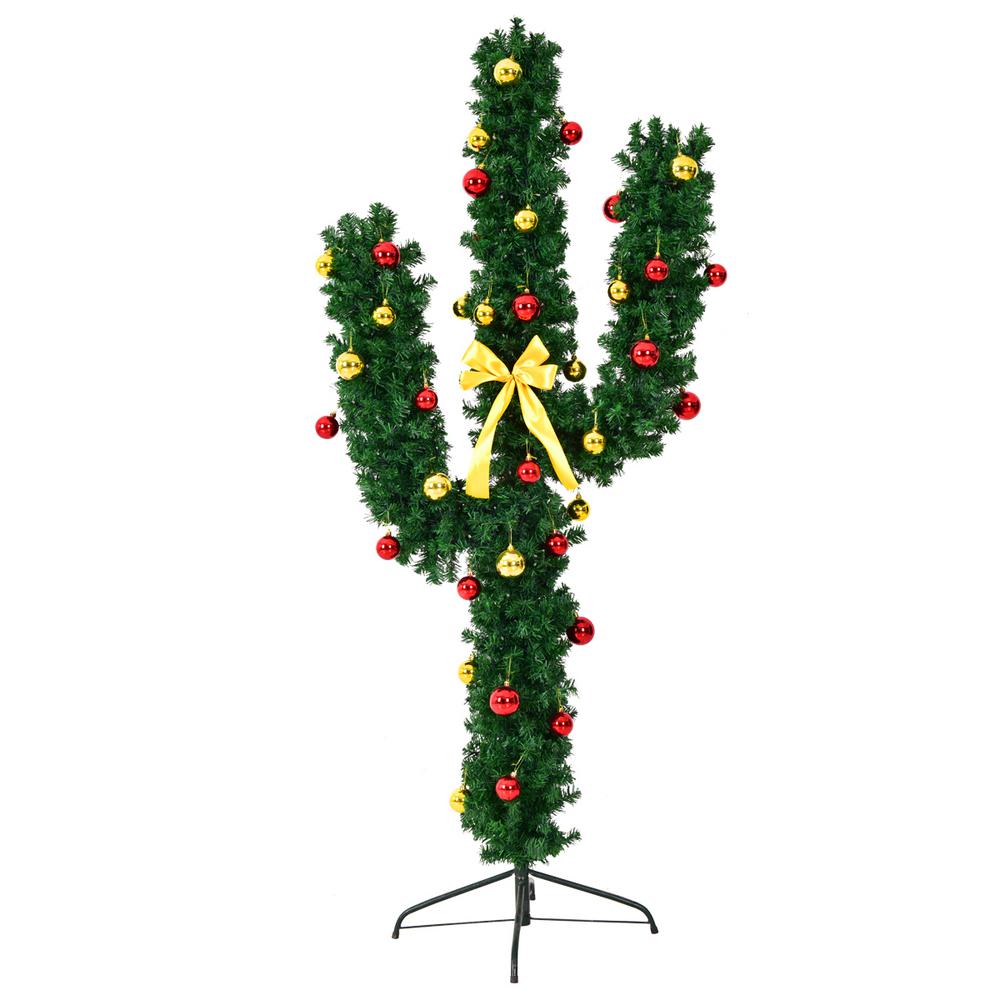 Costway 5 ft. PreLit Cactus Artificial Christmas Tree with LED Lights