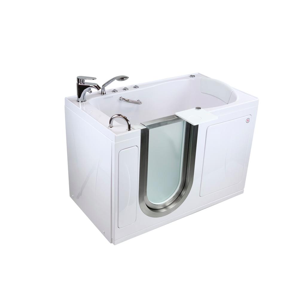 Ella Elite 52 in. Acrylic Walk-In Air Bath and Whirlpool Bathtub in White LH Door Fast Fill Faucet Heated Seat Dual Drain For Sale