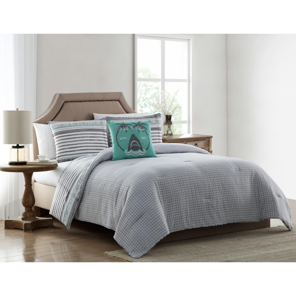Morgan Home Harvey Grey Striped Twin Comforter Set M593888 The