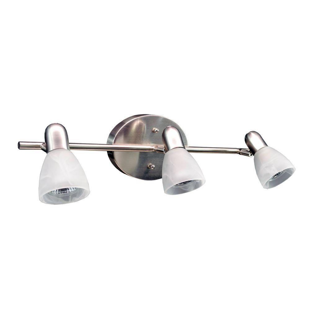 HomeSelects 3Light Brushed Nickel Vanity Light with Alabaster Glass