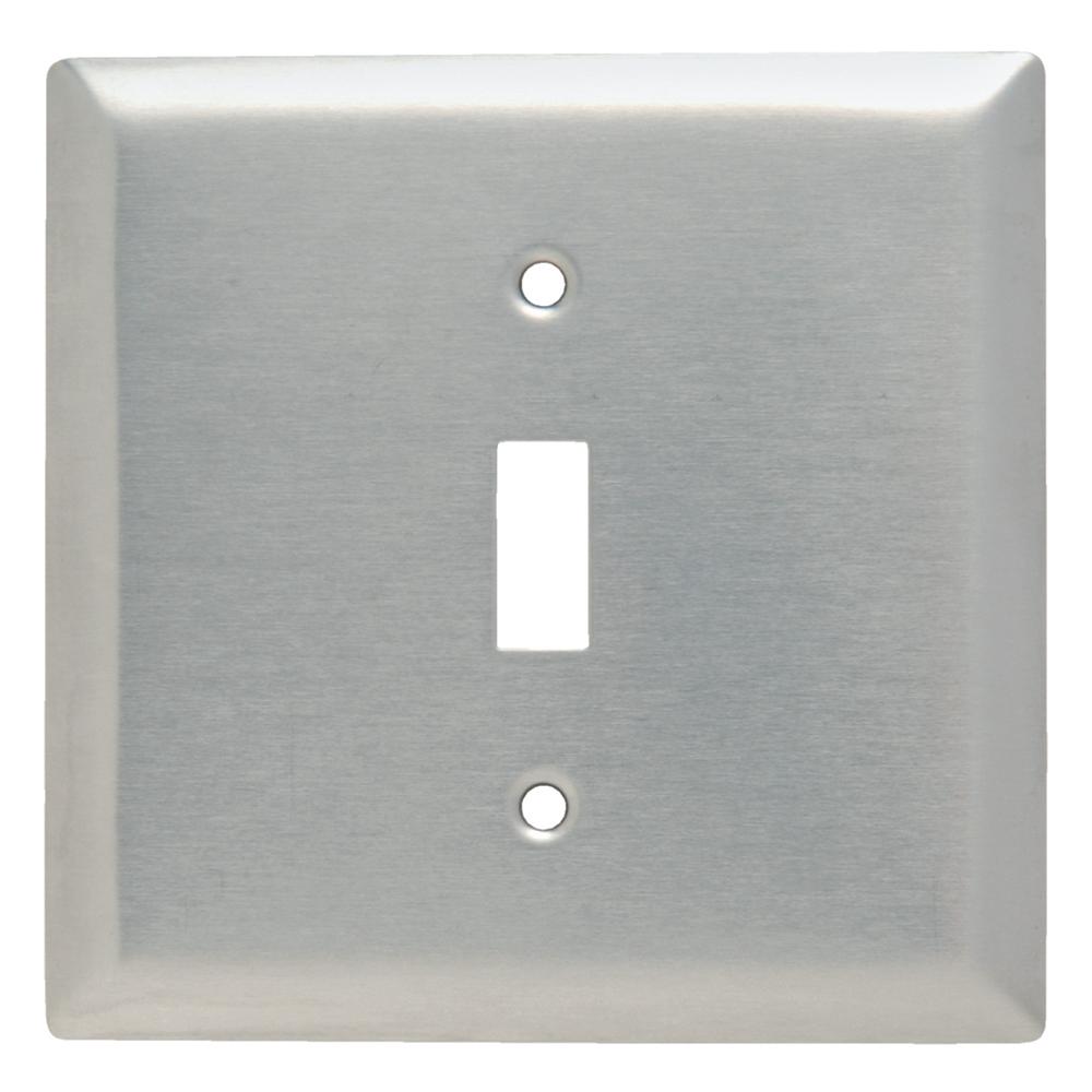 320 Series 2Gang Single Opening Toggle Wall Plate, Stainless Steel