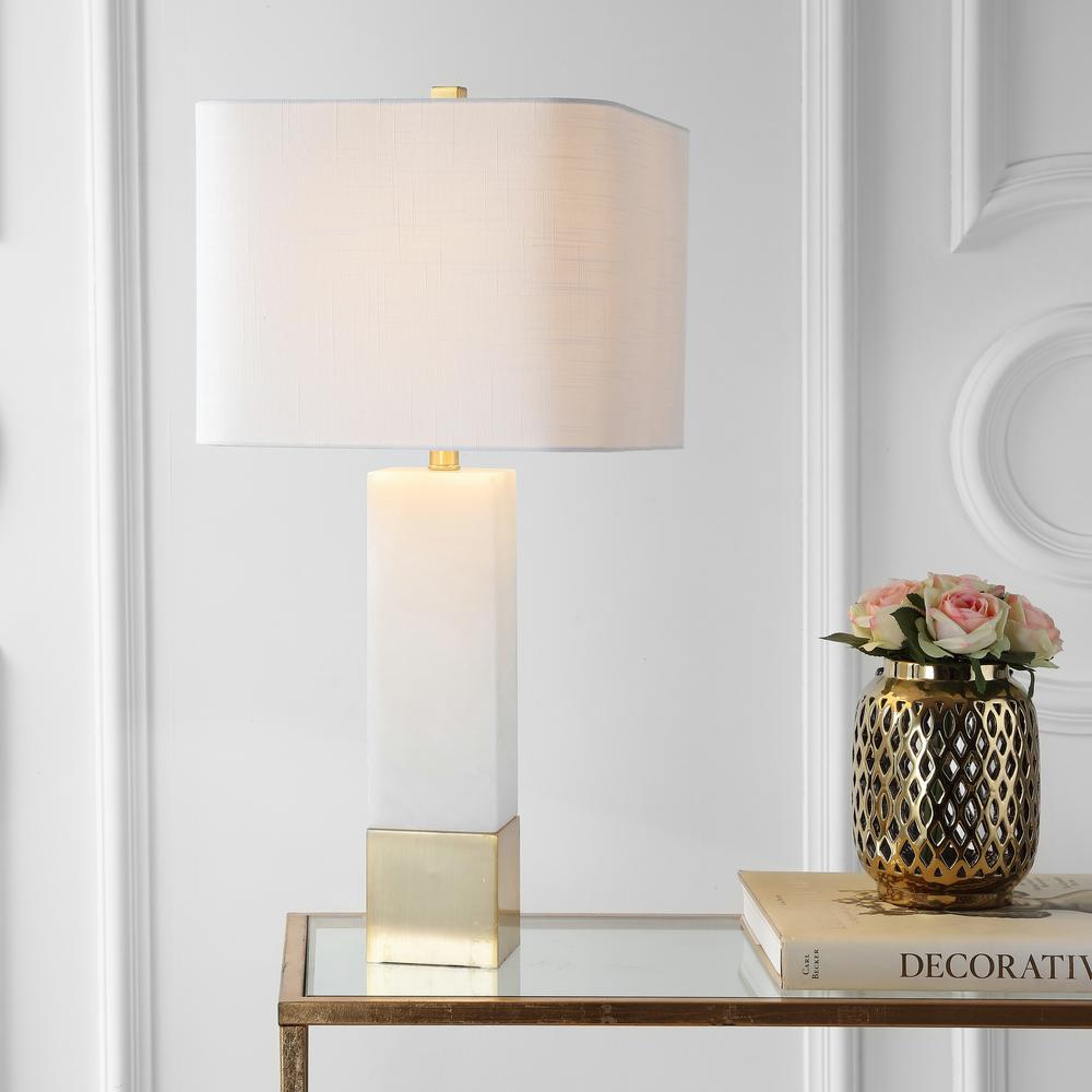 marble and brass table lamp