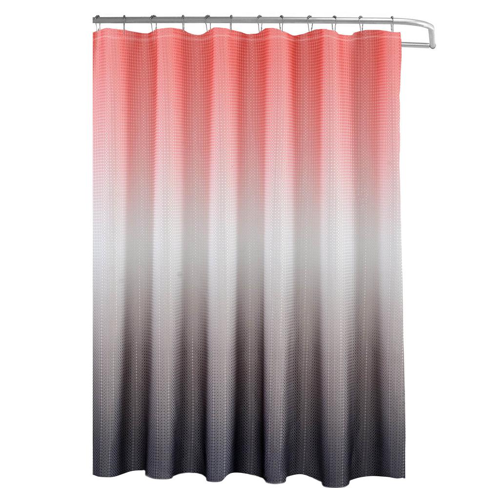 Creative Home Ideas Ombre C Grey 70 In X 72 Texture Printed Shower Curtain Set With Beaded Rings Ymc005938 The Depot Creative Home Ideas Ombre C Grey 70