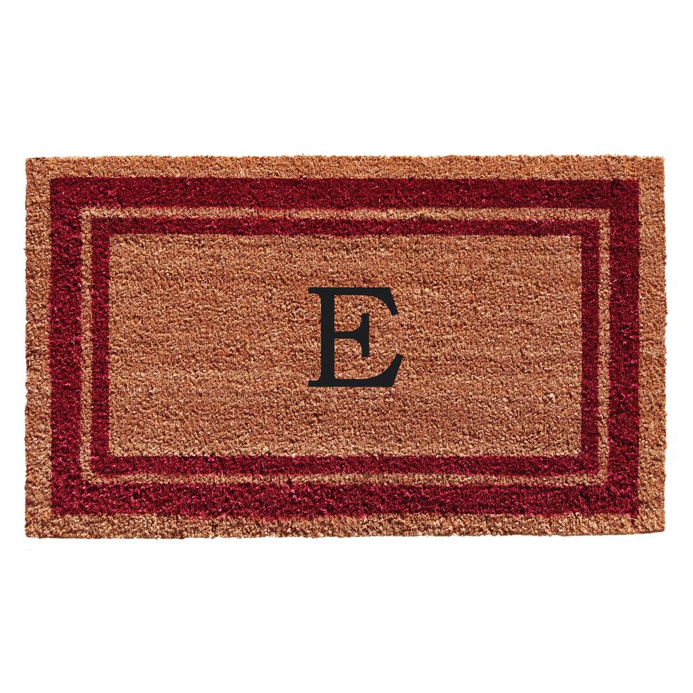 Home More Burgundy Border Monogram Door Mat 24 In X 36 In