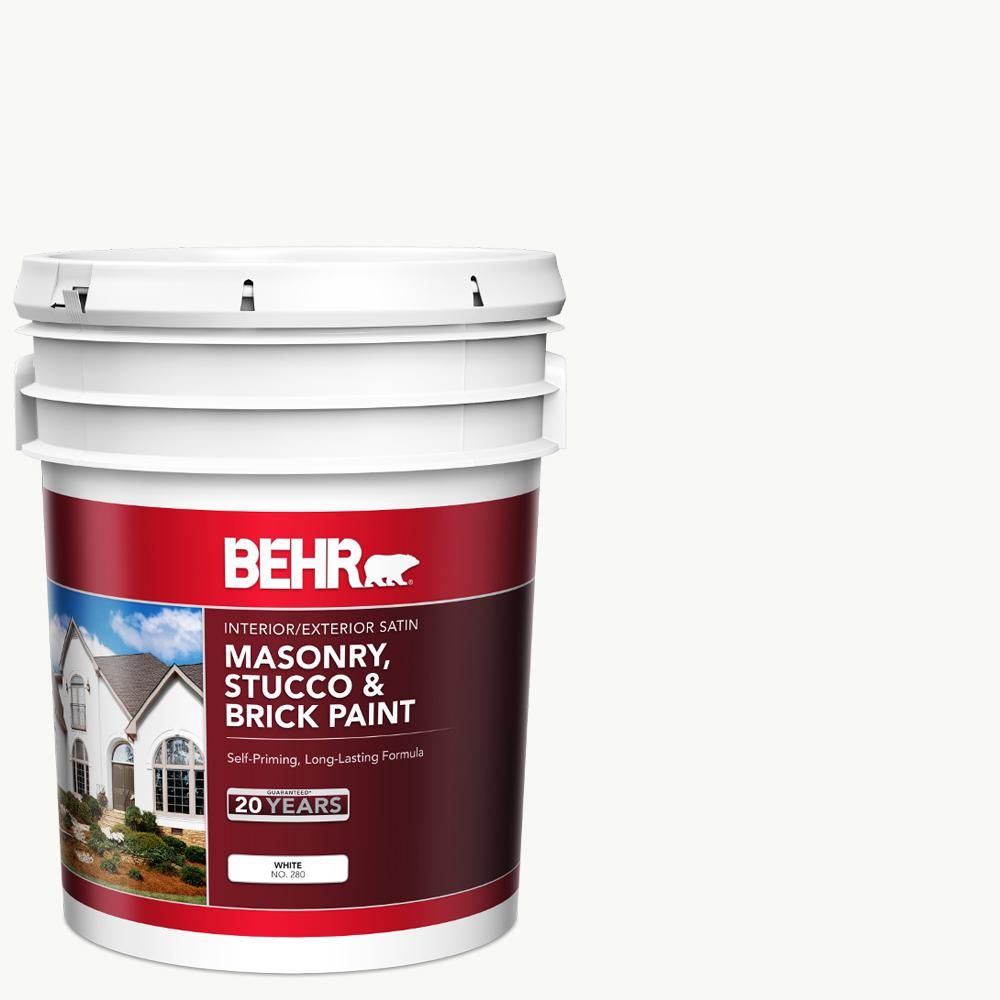 BEHR 5 gal. White Satin Latex Masonry, Stucco and Brick Paint28005