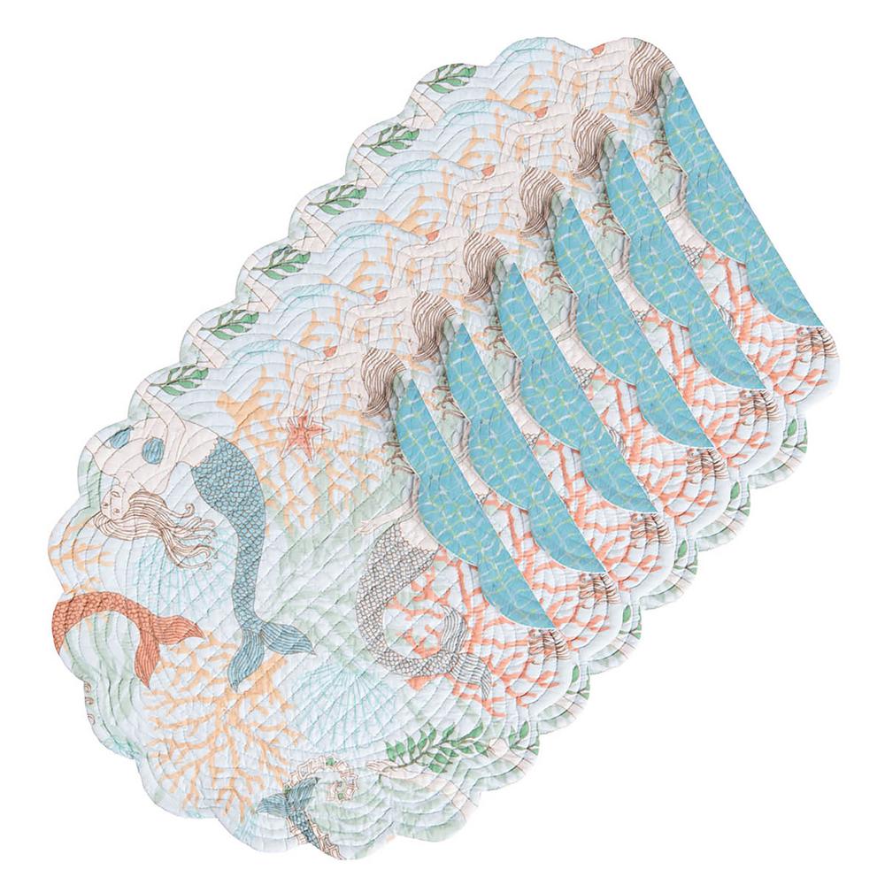 DII Aqua Round Woven Placemat (Set of 6) CAMZ30969 The Home Depot