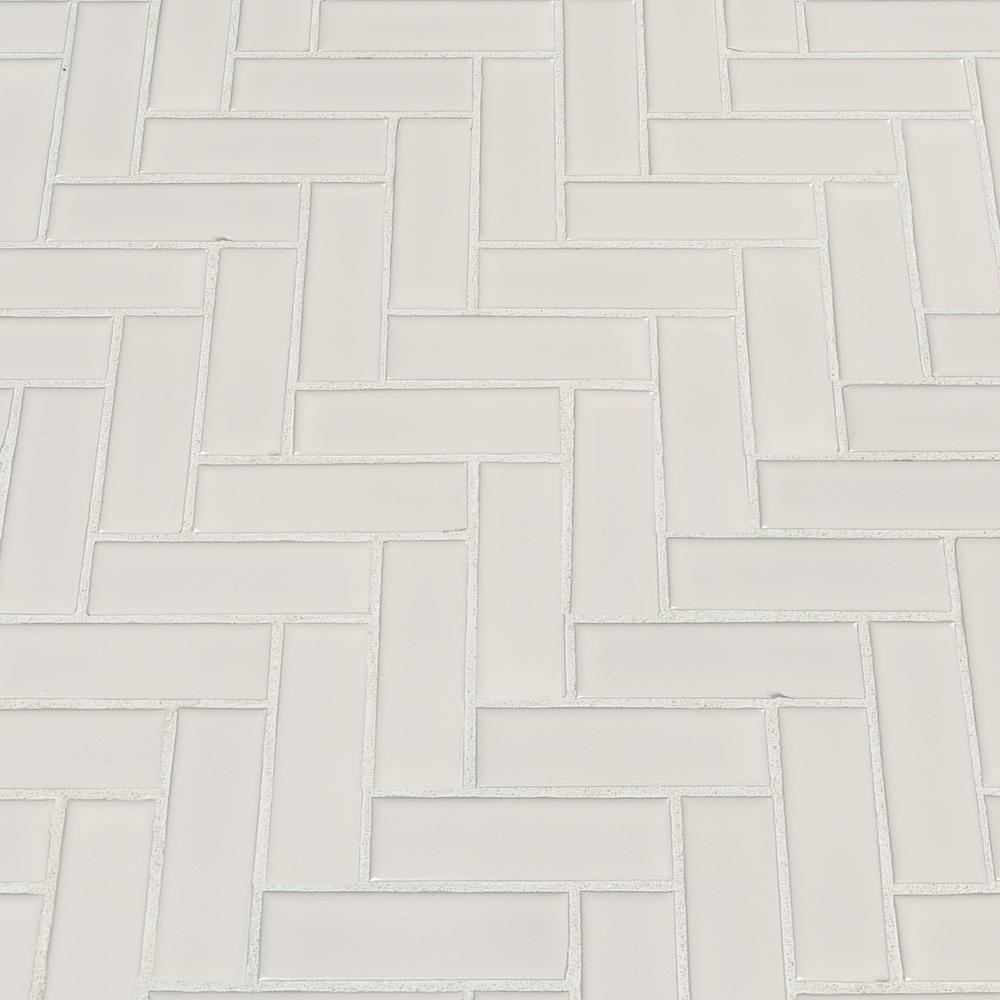 Floor Outdoor Patio Herringbone Mosaic Tile The Home Retro Herringbone Bianco 12 2 In X 10 83 6 Mm Porcelain Mesh