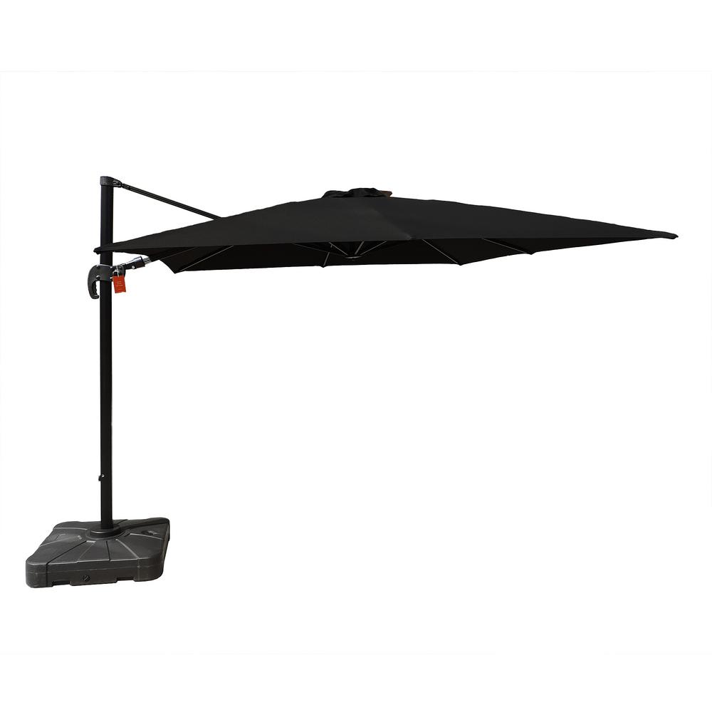 Island Umbrella Santorini Ii 10 Ft Square Cantilever Patio Umbrella In Black Sunbrella Acrylic Nu6070 The Home Depot