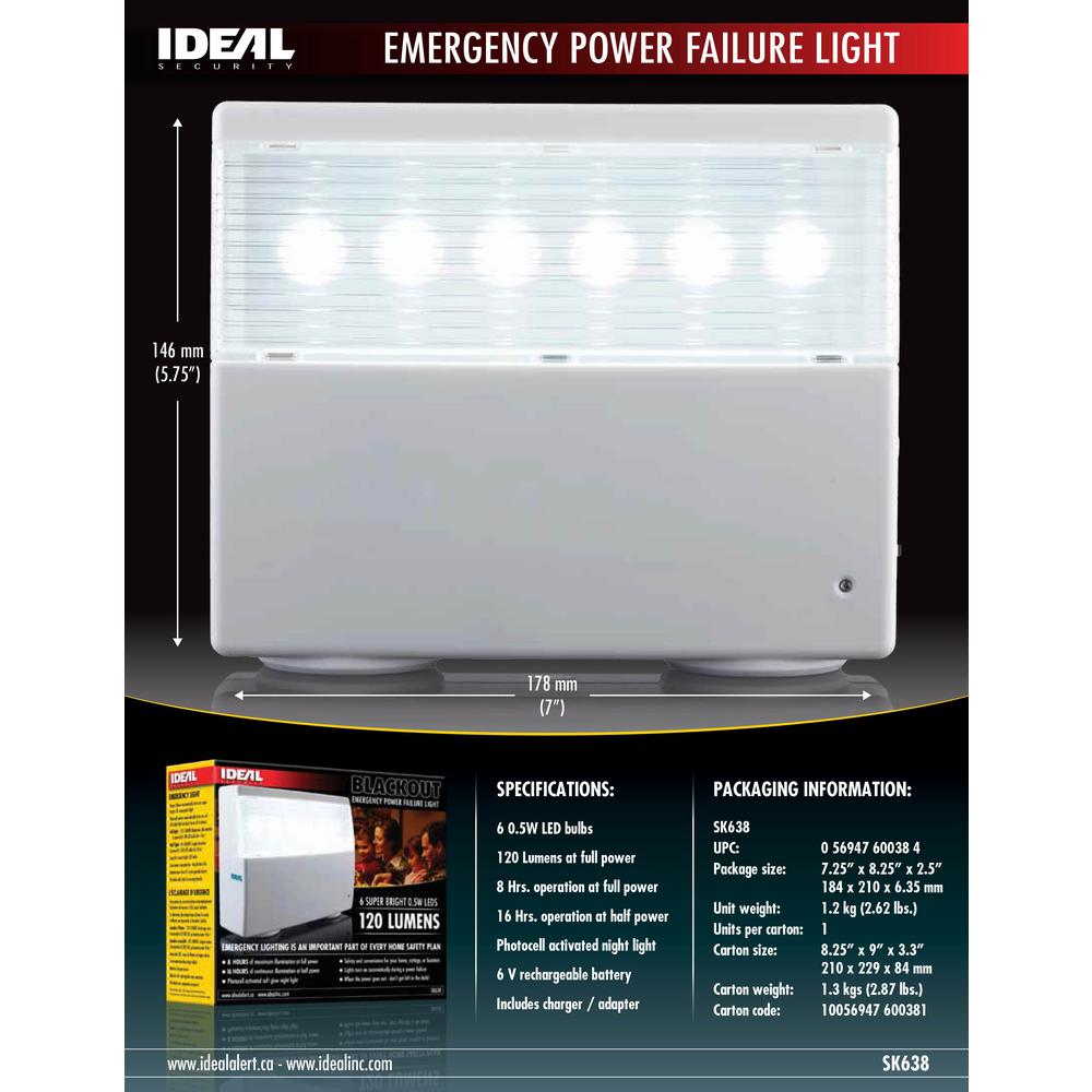 Ideal Security 6 Bulb High Output Long Life Power Failure Led Light Fixture Sk638 The Home Depot