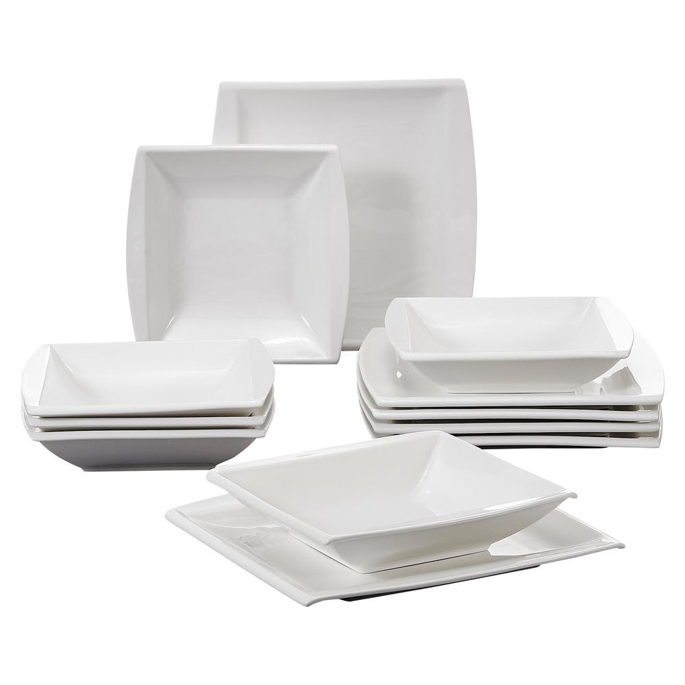 Stackable Square Serving Tray Concave Square Plates Set of 6 Malacasa 6.5-inch Porcelain Serving Platter White