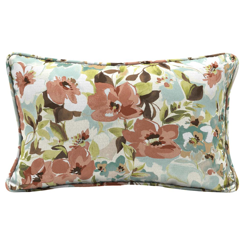 Hampton Bay Russet Floral Rectangle Outdoor Lumbar Pillow (2Pack)TM0Q108BD9D2 The Home Depot