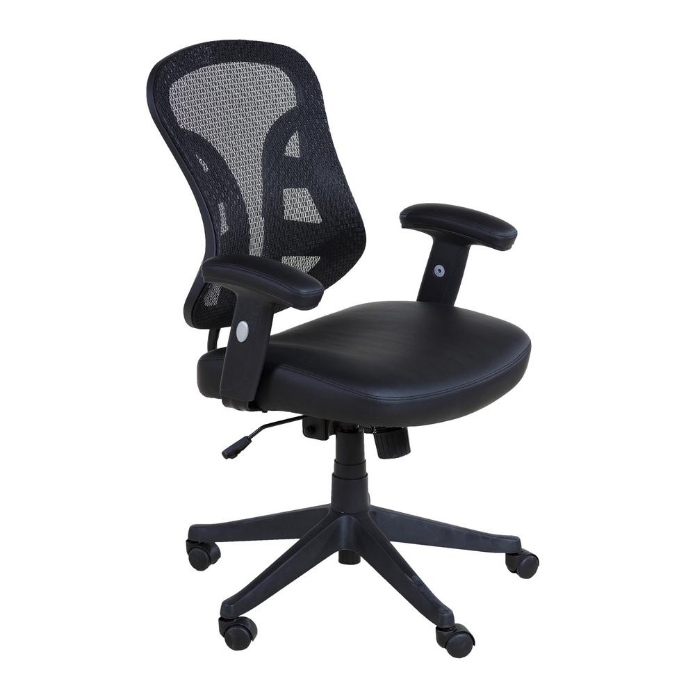 Onee Black Mid Back Mesh Executive Chair With Pu Leather Seat Onee Black Mid Back Mesh Executive Chair With Pu Leather Seat And 2 To