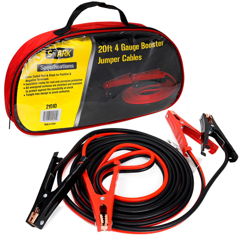 Stark 20 Ft 4 Gauge 500 Amp Heavy Duty Battery Booster Jumper Cables Ex Tremes 