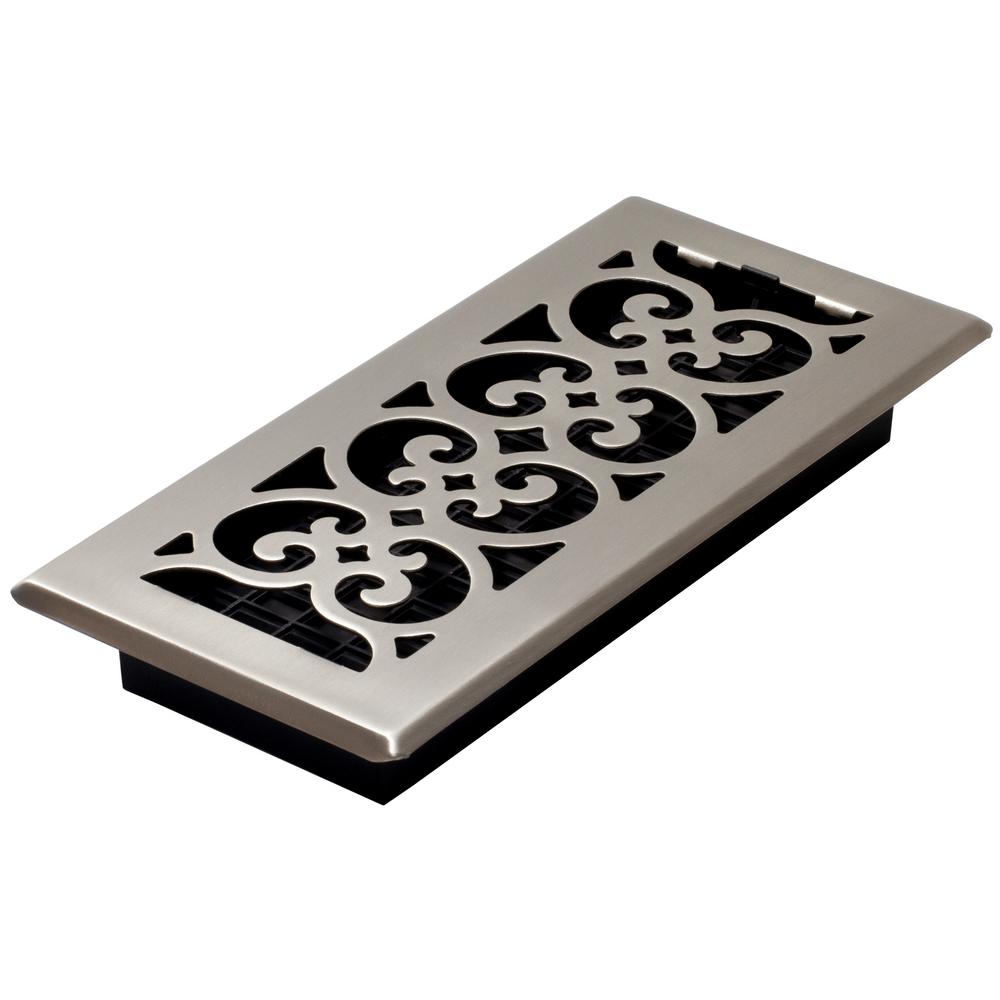 Decor Grates 4 In X 10 Steel Floor Register Brushed Nickel