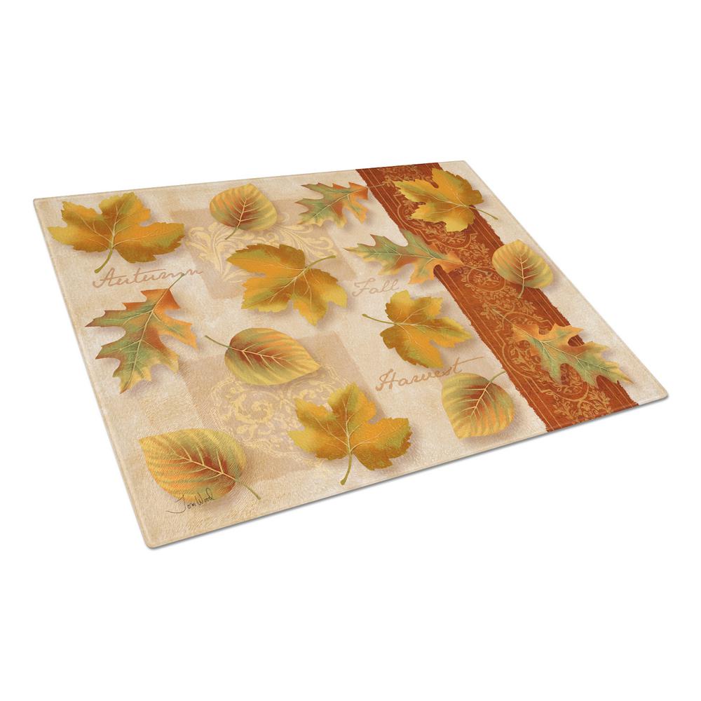 Carolines Treasures Fall Autumn Leaves Tempered Glass Large Cutting Board, Multi-Color