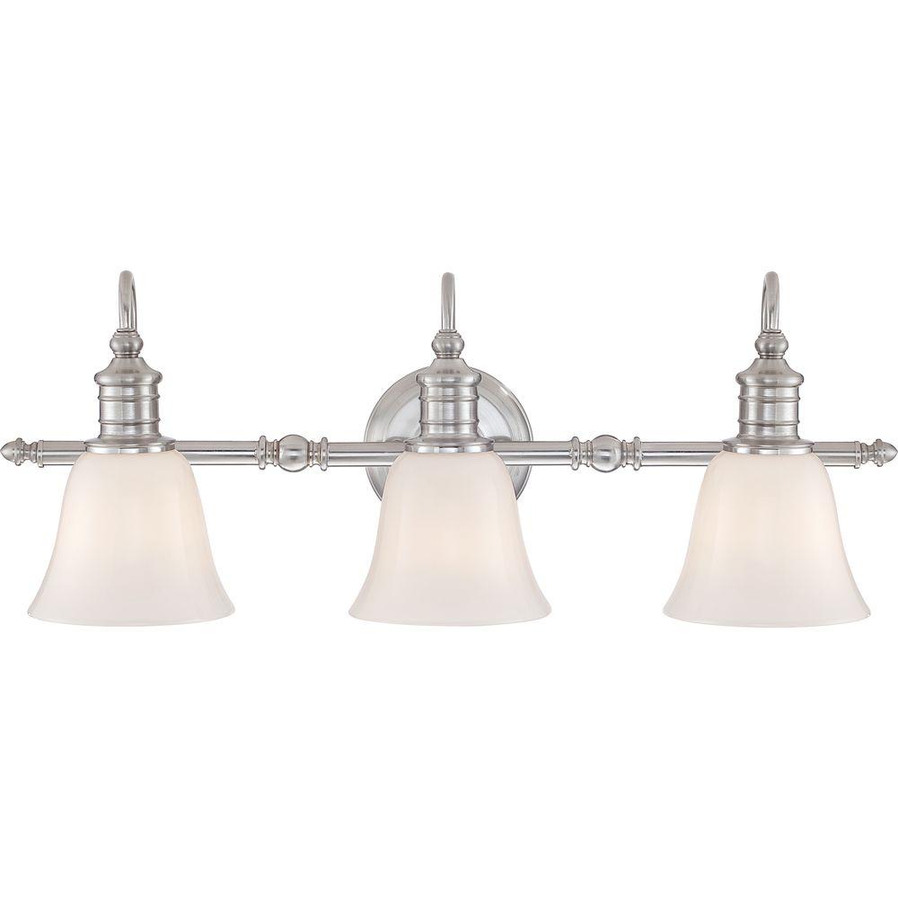 Home Decorators Collection Broadgate 3 Light Brushed Nickel Bath Vanity   Brushed Nickel Home Decorators Collection Vanity Lighting 2225400220 64 300 