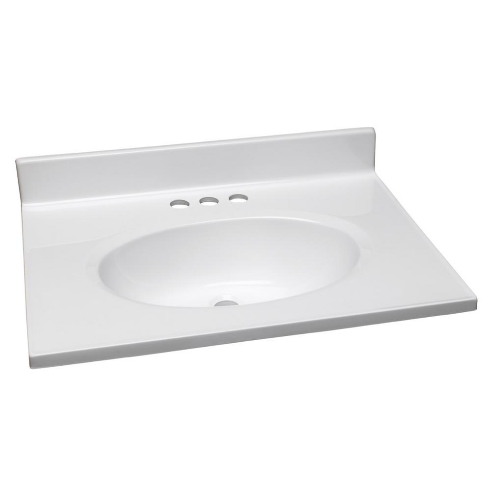 Design House 25 In Cultured Marble Vanity Top In Solid White With