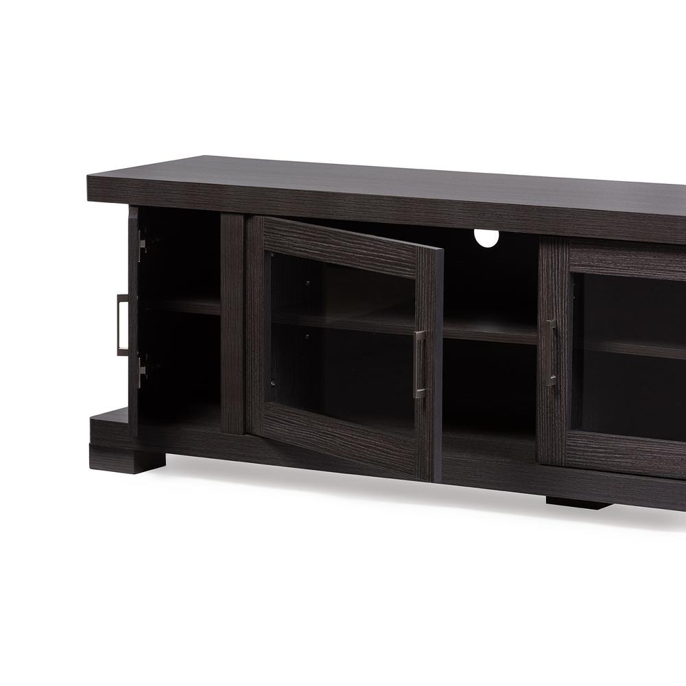 Baxton Studio Viveka 70 In Dark Brown Wood Tv Stand Fits Tvs Up To 78 In With Cable Management 28862 6509 Hd The Home Depot