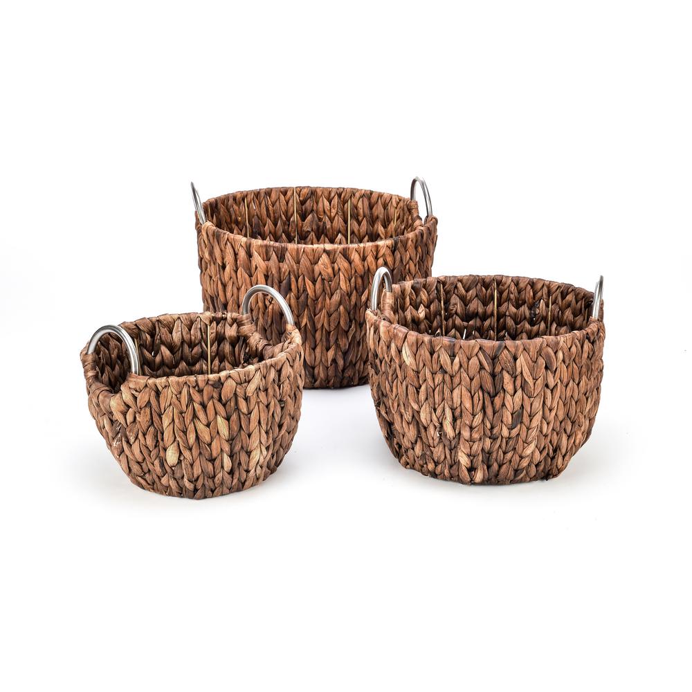 Trademark Innovations Rich Chocolate Round Hyacinth Baskets with ...