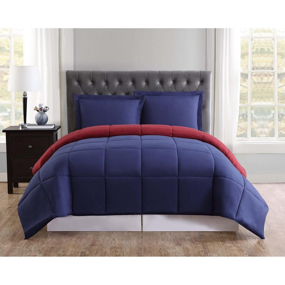 Truly Soft Everyday 3 Piece Navy To Burgundy Queen Comforter Set