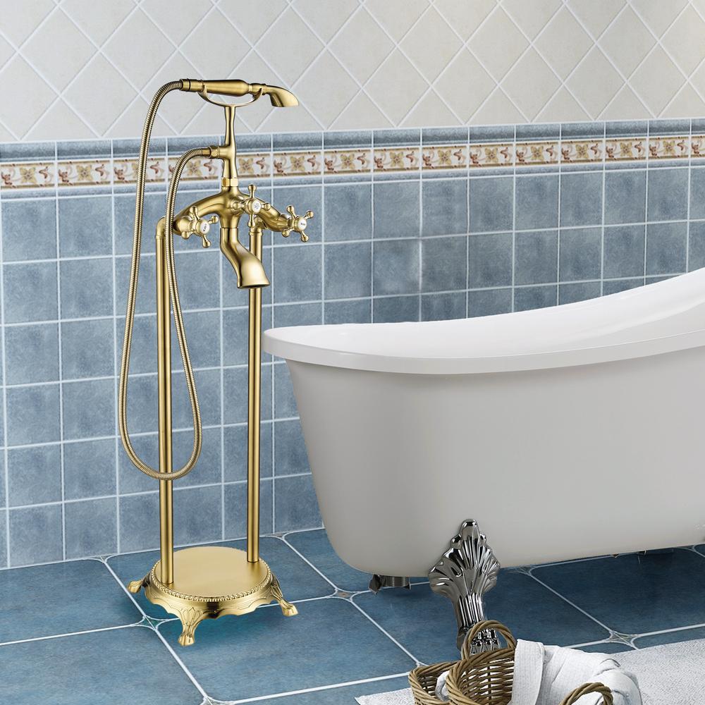 Vanity Art 40 in. H x 8 in. W Single-Handle Claw Foot Tub Faucet with Hand Shower in Brushed Brass was $276.99 now $207.74 (25.0% off)