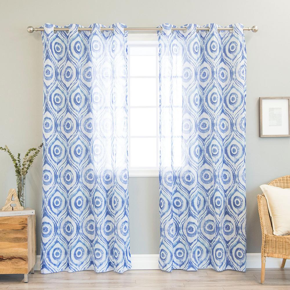 Grommet Blue Asian Curtains Drapes Window Treatments