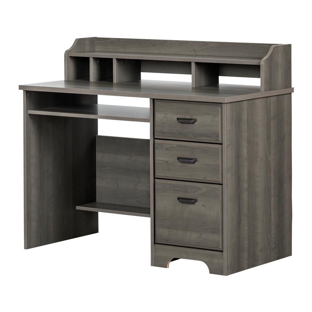 South Shore Versa Gray Maple Computer Desk With Hutch 12108 The