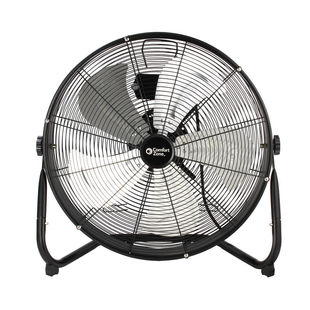 Comfort Zone 20 in. High-Velocity Industrial 3-Speed Black Fan