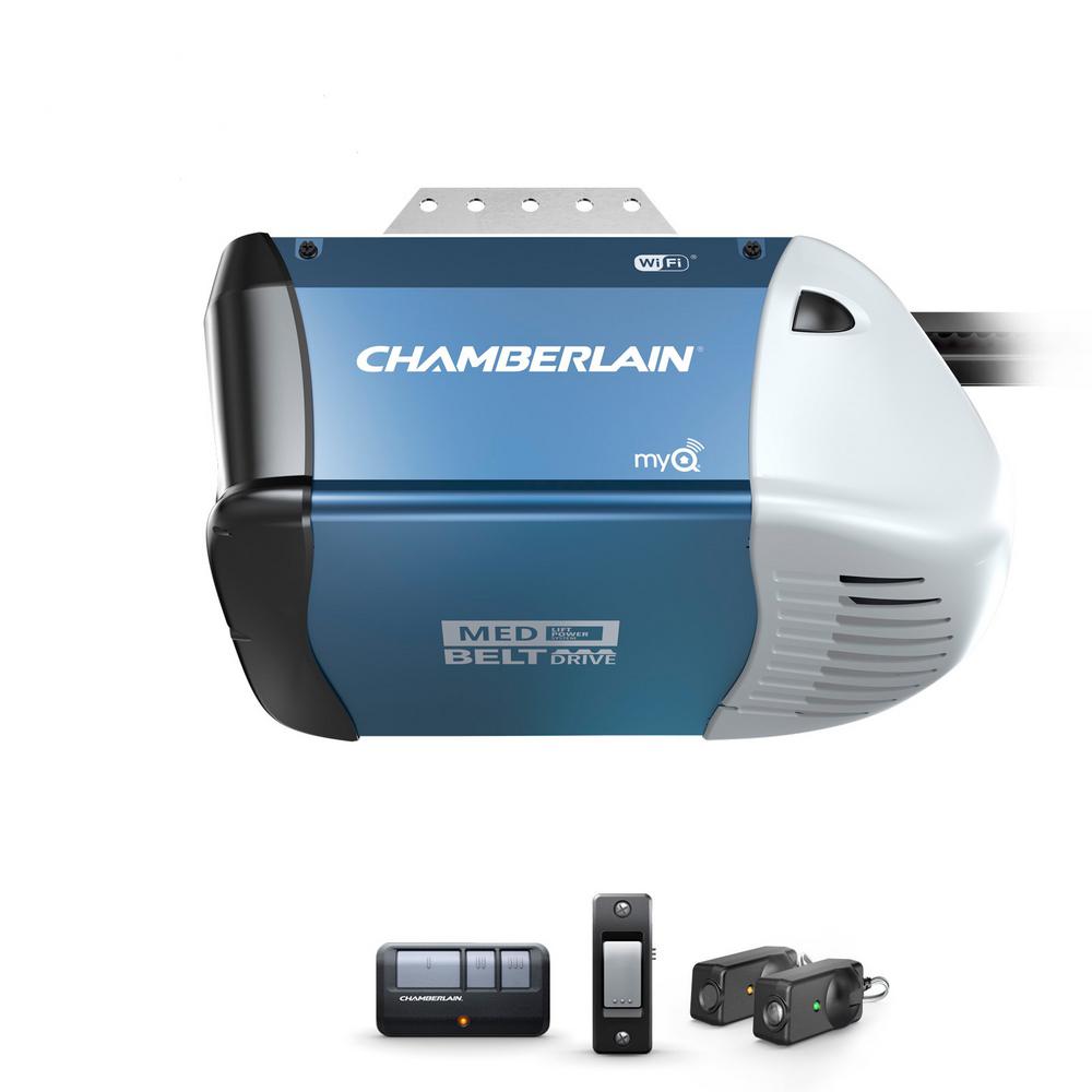 Chamberlain 1/2 HP Equivalent AC Belt Drive Smart Garage Door Opener ... - Chamberlain Garage Door Openers B353 64 1000