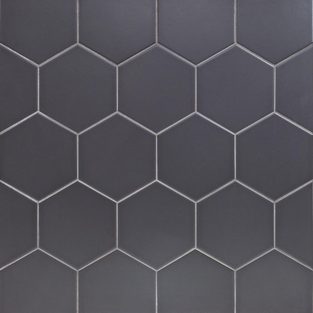 Dark Gray Tile Flooring The Home Depot Bethlehem Hexagon Dark Gray