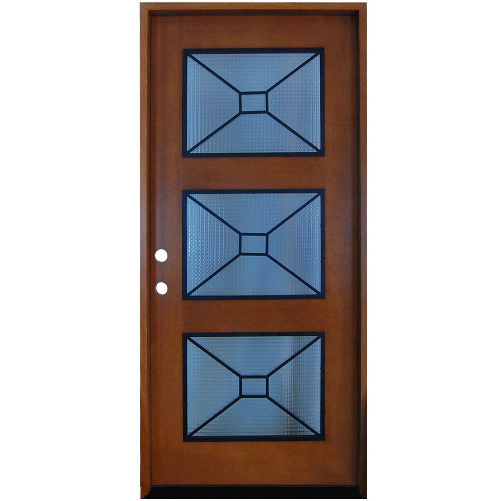 Steves Sons 36 In X 80 In Modern Iron Grille 3 Lite Stained