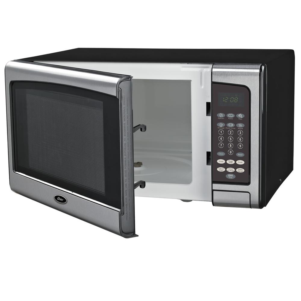Oster Countertop Microwave Stainless Steel Black 1 Cu Ft 1000 Stainless Steel Black 1 Cu Ft 1000