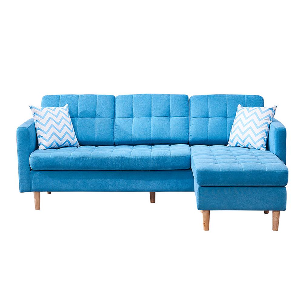 OSP Home Furnishings Russell Sectional in Navy Fabric with 2Pillows