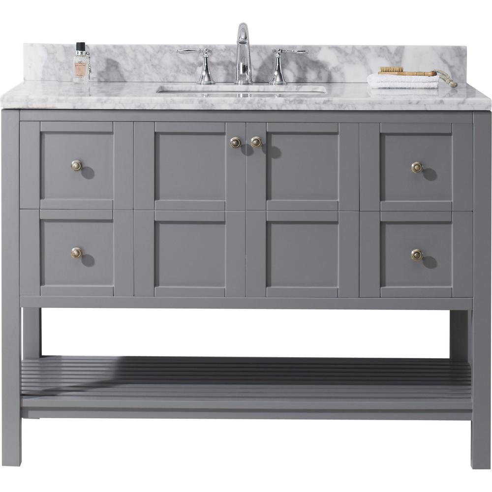 Virtu USA Winterfell 49 in. W Bath Vanity in Gray with ...