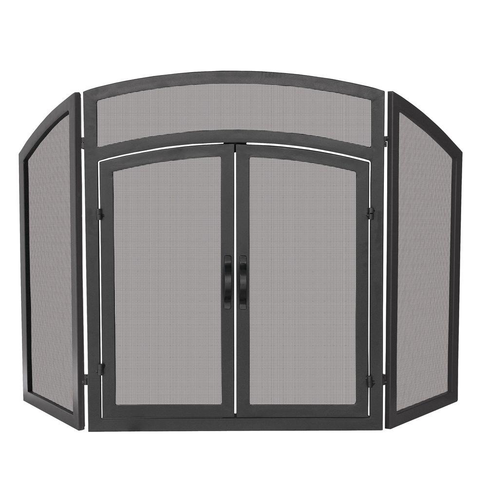 Uniflame Black Wrought Iron 52 In W 3 Panel Fireplace Screen With