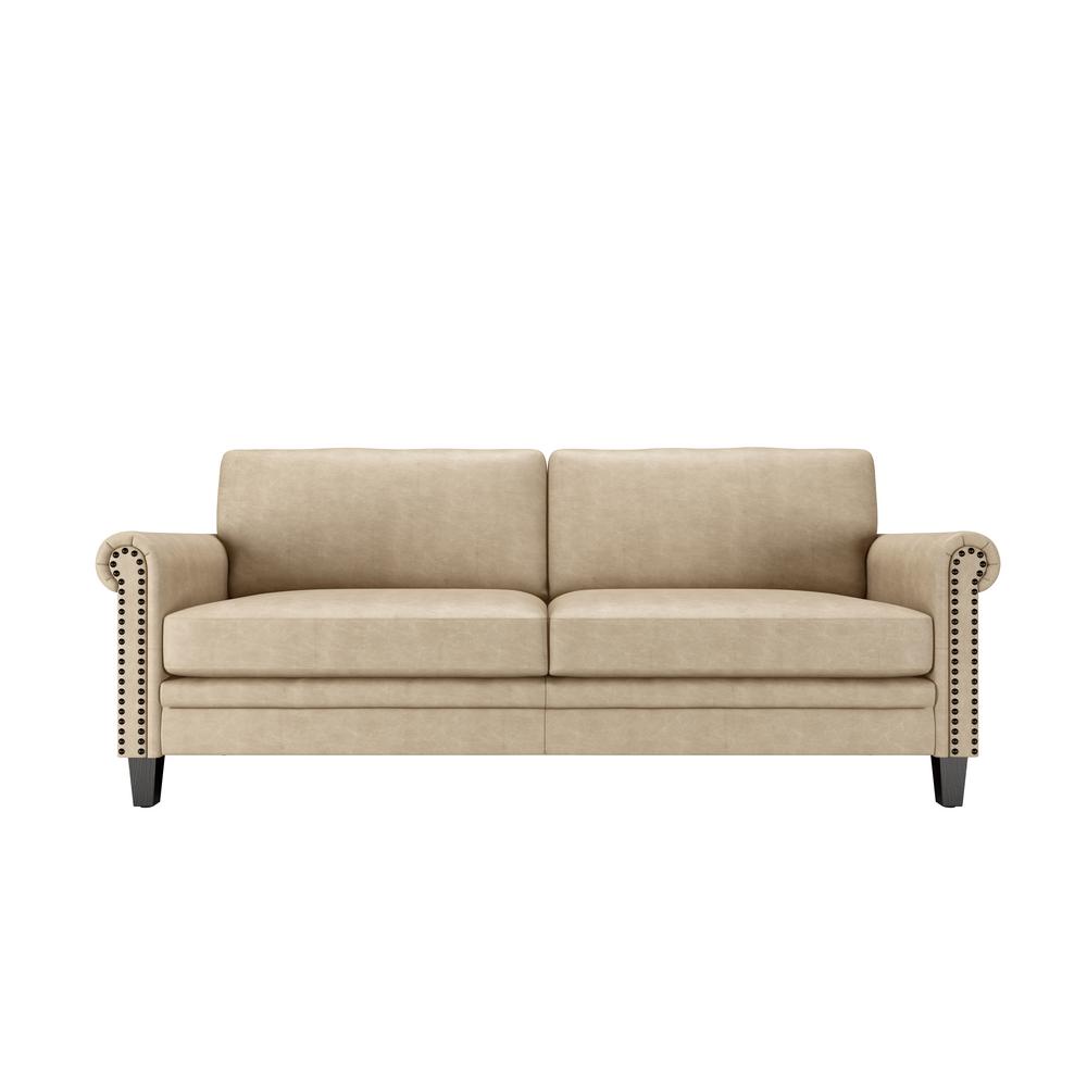 Handy Living Fulton Rolled In Distressed Latte Tan Faux Leather Fulton Rolled In Distressed Latte Tan