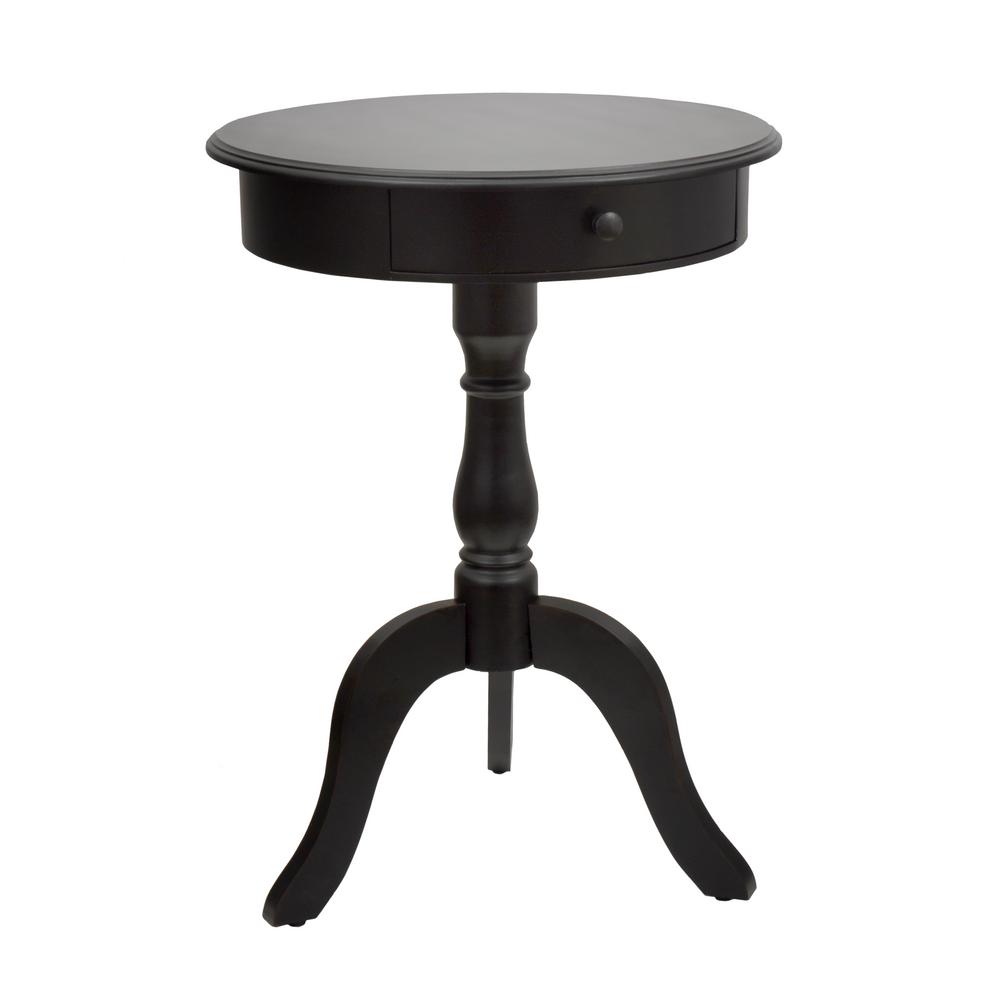 Decor Therapy Pedestal Eased Edge Black End Table With Drawer Fr1465 Decor Therapy Pedestal Eased Edge Black End Table With Drawer Fr1465 The Home Depot