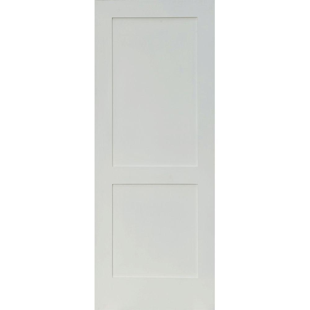 36 In X 96 In Craftsman Shaker Primed Mdf 2 Panel Left Hand Wood Single Prehung Interior Door