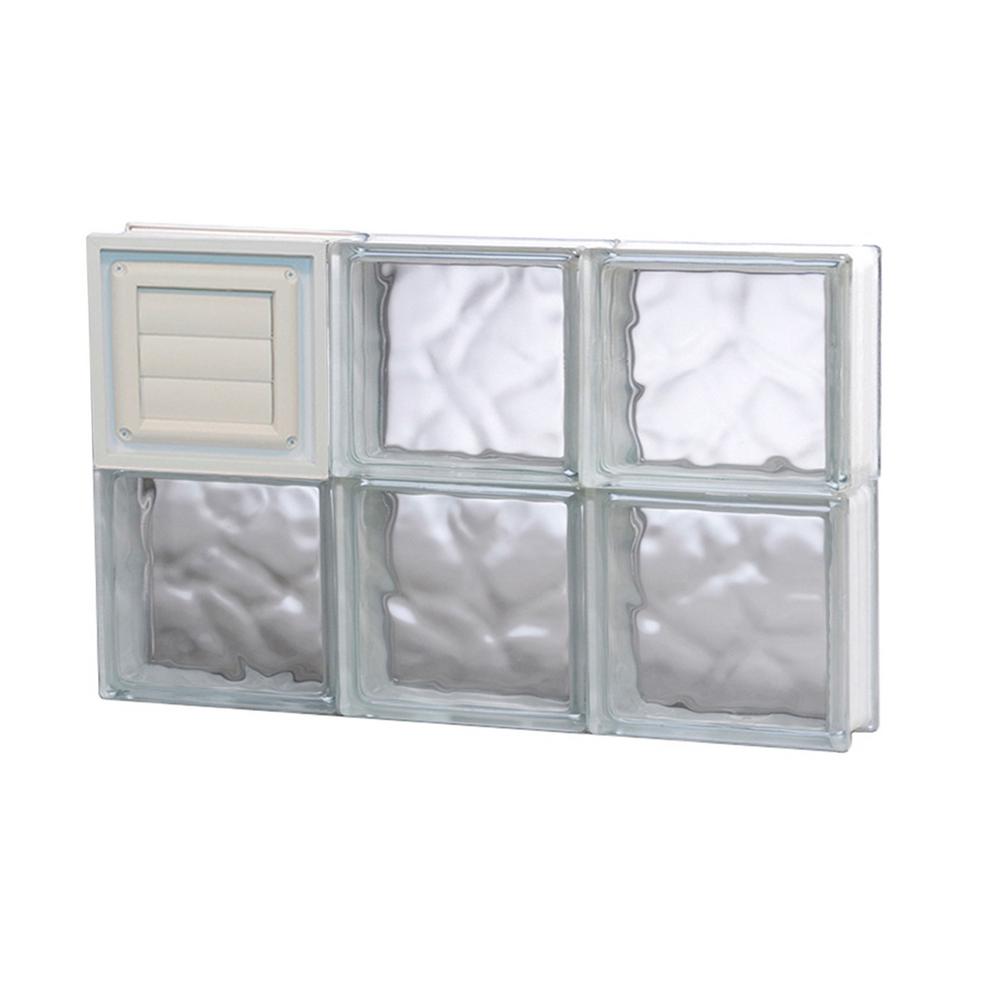 Clearly Secure 23 25 In X 15 5 3 125 Frameless Wave Pattern Glass Block Window With Dryer Vent