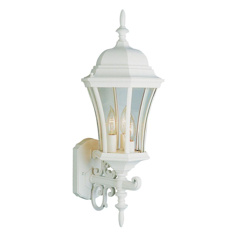 Bel Air Lighting Cabernet Collection 3 Light Outdoor White Coach Lantern Sconce With Clear Curved Gl Shade Bel Air Lighting Cabernet Collection 3 Light Outdoor White Coach Lantern Sconce With Clear Curved Gl Shade
