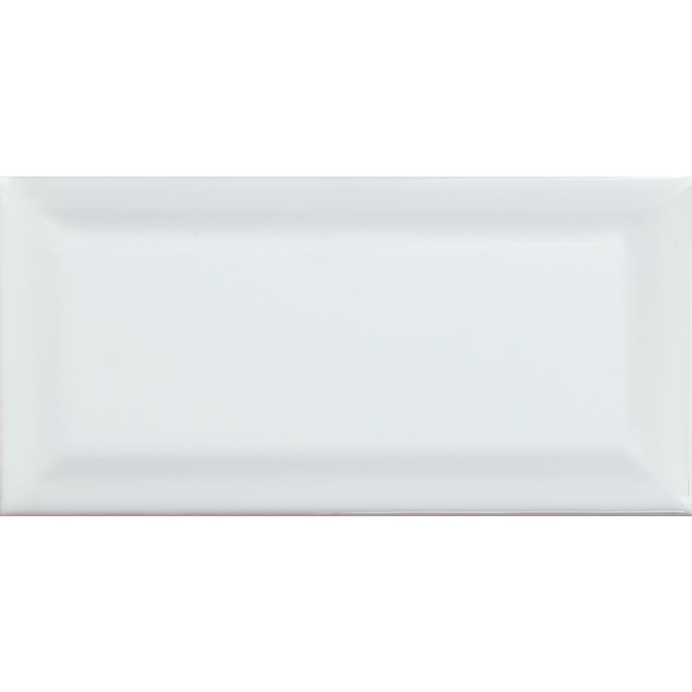 Domino White Glossy 3X6 Beveled Tile,50 SFT//Case 400 Pcs