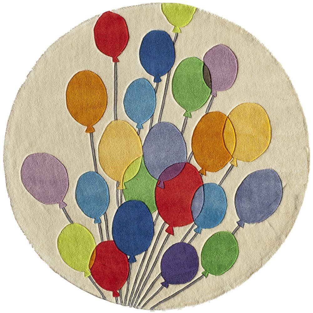 Momeni Caprice Balloons Ivory 5 ft. x 5 ft. Indoor Round Area Rug