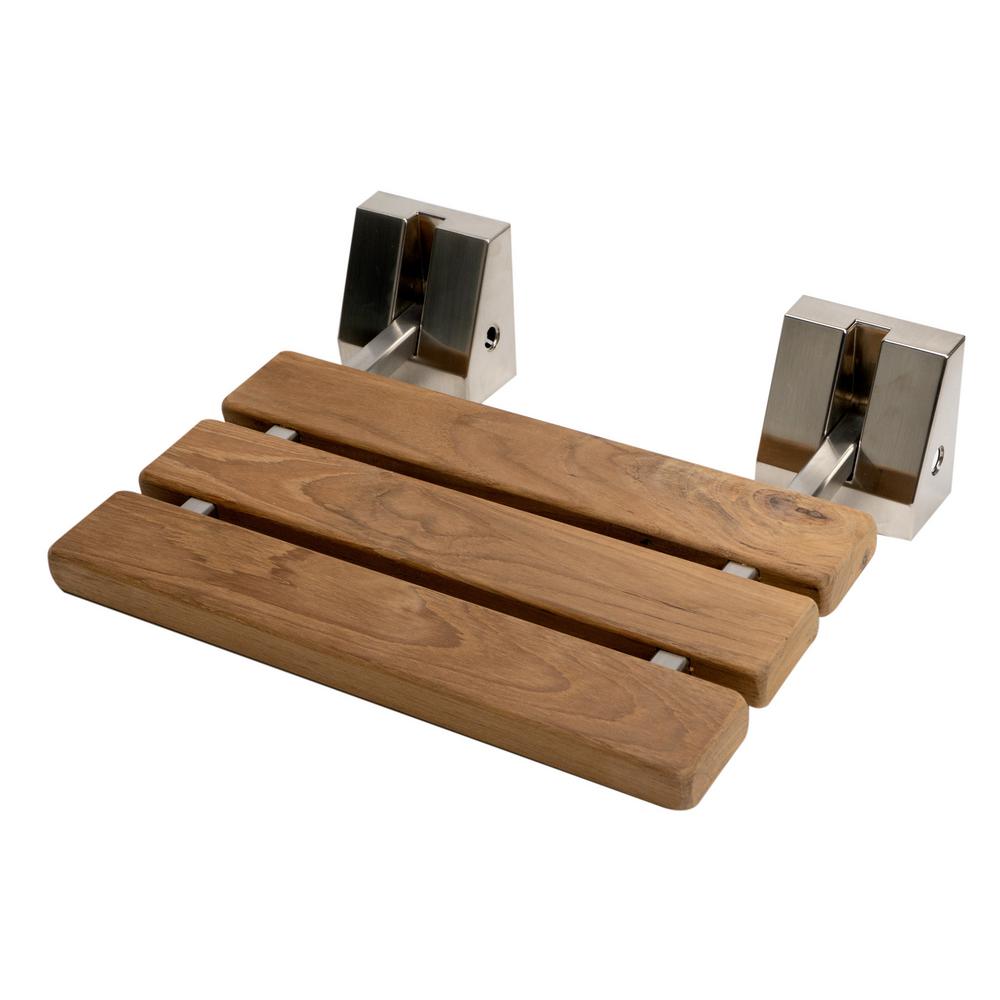 ALFI BRAND WallMounted Shower Seat with Brushed Nickel Joints in Natural Wood eXtremes