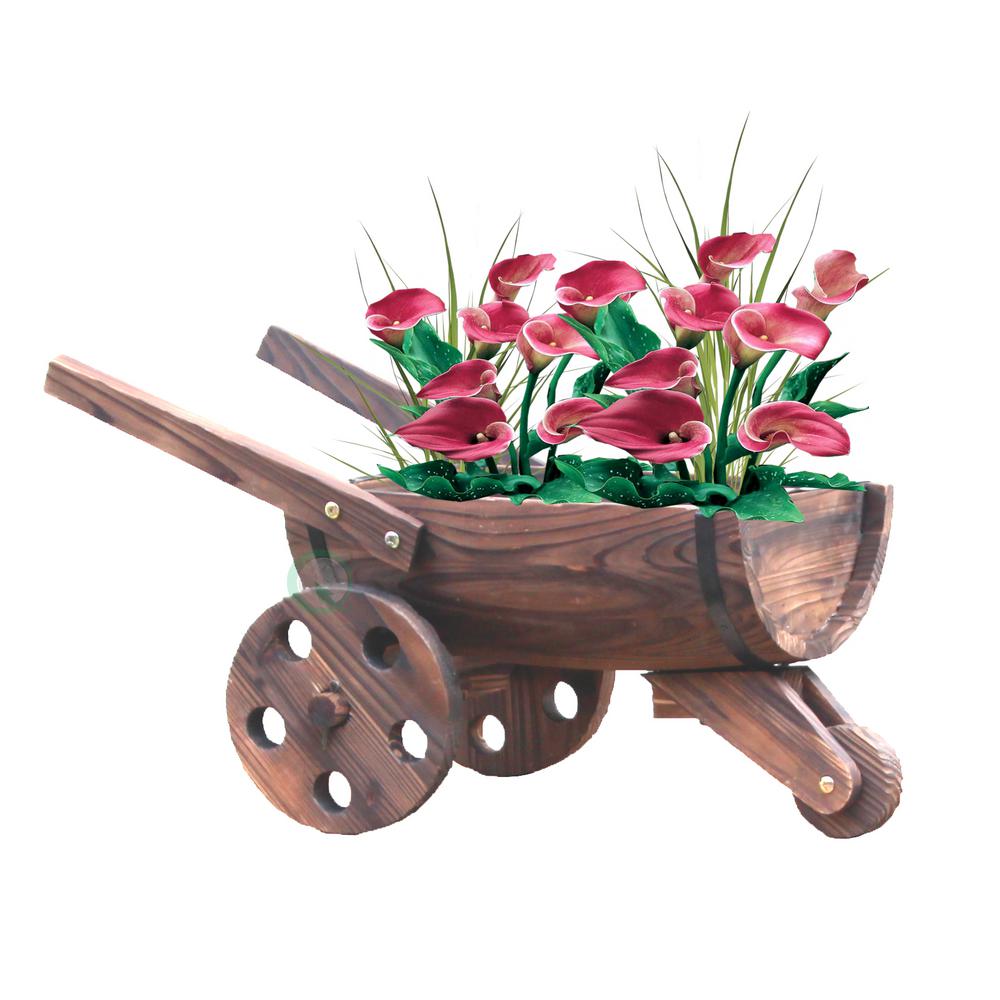 Gardenised 24 In W X 13 D H Wood Wheelbarrow Barrel Gardenised 24 In W X 13 D H Wood