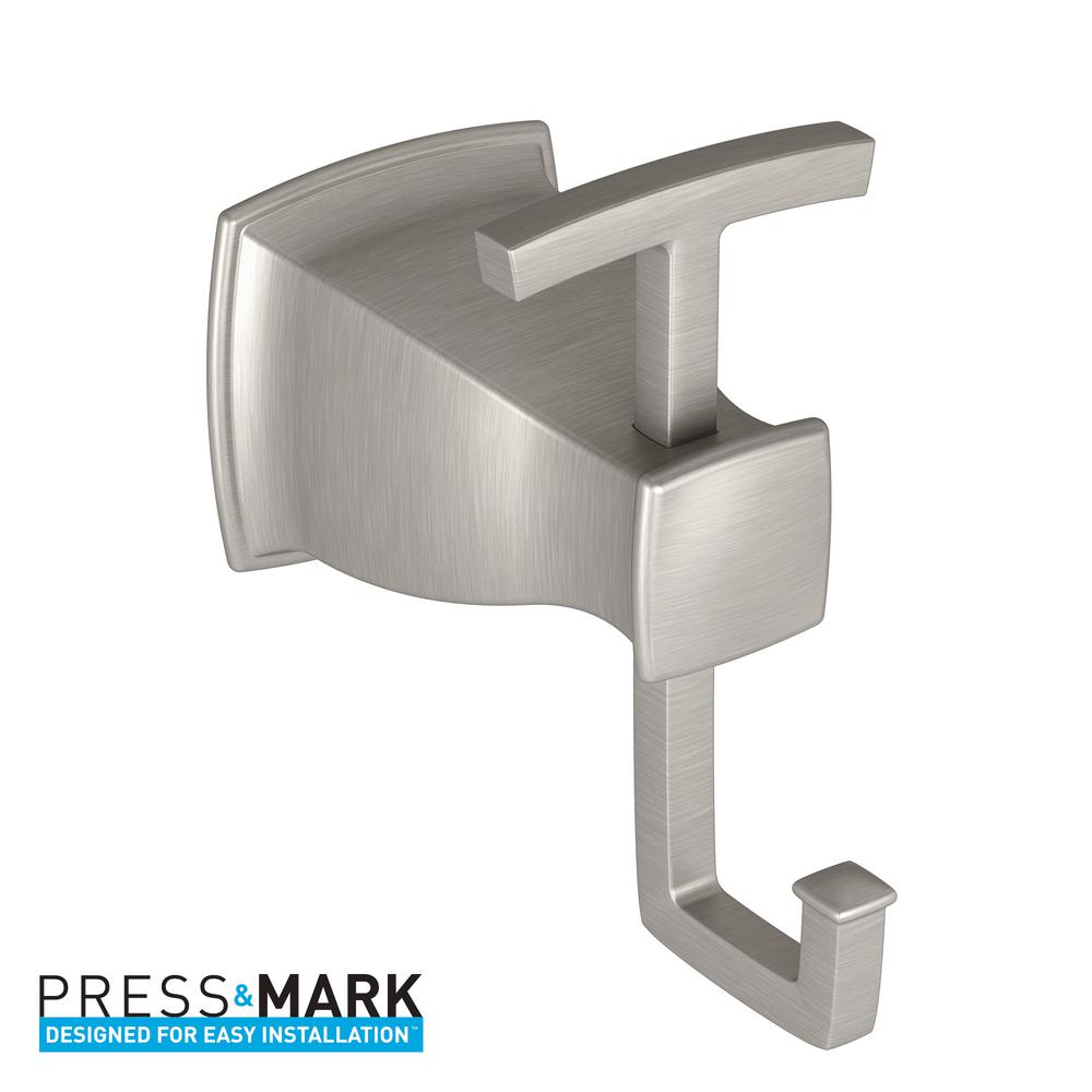 MOEN Hensley Double Robe Hook with Press and Mark in Brushed NickelMY3503BN The Home Depot