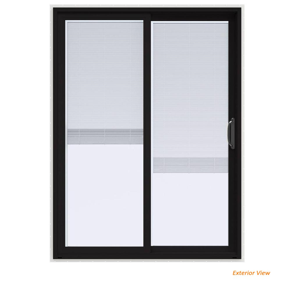 Jeld Wen 60 In X 80 V 4500 Contemporary Black Finishield Vinyl V 4500 Contemporary Black Finishield Vinyl Right Hand Full Lite Sliding Patio Door W Internal Blinds